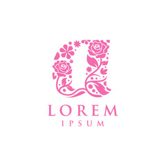 Letter a Decorative Rose Logo Template