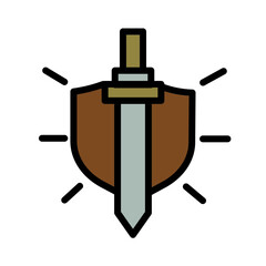 Sword Shield Show Filled Outline Icon