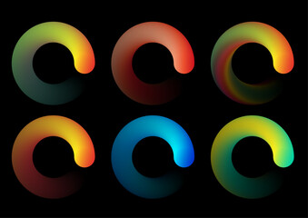 回転するグラデーション素材。装飾オブジェのセット