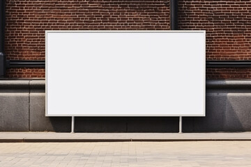 A big horizontal digital screen for outdoor media with a blank advertising mockup, a blank white billboard in an urban city