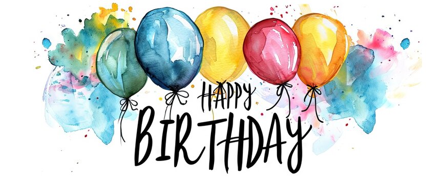 Naklejki happy birthday balloons on a white background Generative AI