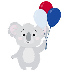 Gray koala with balloons for Australia Day