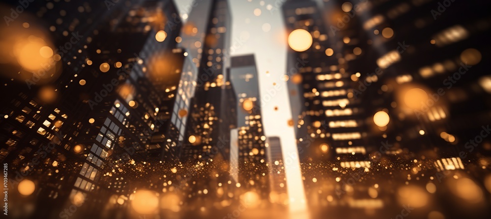 Poster blurred bokeh effect with elegant financial patterns and motifs inspired by the banking industry