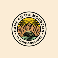 Mountain Camping Logo Symbol Design illustration vector Icon Emblem