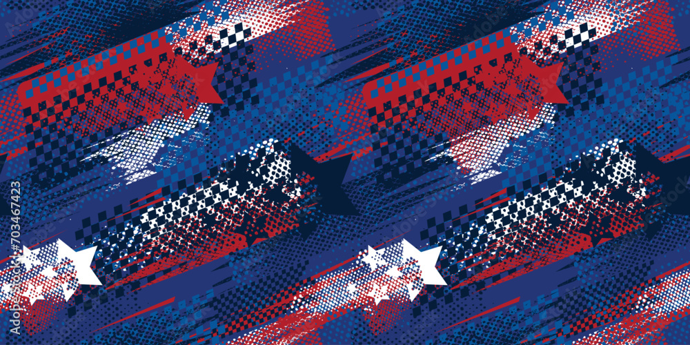 Wall mural abstract seamless racing pattern with cheques board. grunge textured repeat print with chequered fla
