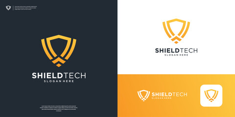 Shield logo design inspiration. Simple Security logo vector illustration