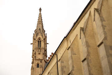 Fototapeta na wymiar View of the Franciscan church of the Annunciation in Bratislava, Slovakia. Travel banner