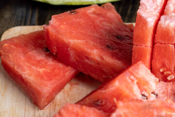 Ripe red watermelon cut into pieces