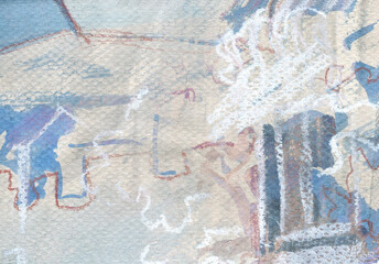 Avant-garde Abstract city landscape. Steampunk color expression painting for disturbing background