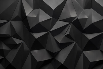 Abstract 3d texture, black concrete cement wall background, faceted texture, macro panorama, wide panoramic geometric wallpaper