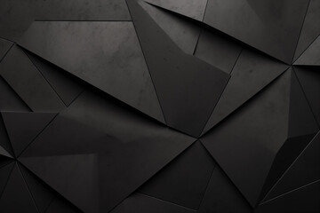 Abstract 3d texture, black concrete cement wall background, faceted texture, macro panorama, wide panoramic geometric wallpaper - obrazy, fototapety, plakaty