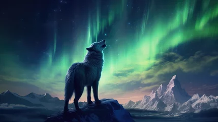 Foto op Plexiglas wolf howling at the moon © faiz