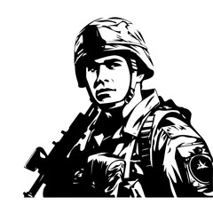 Brave Soldier in Uniform Vector Illustration