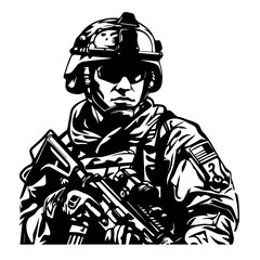 Brave Soldier in Uniform Vector Illustration