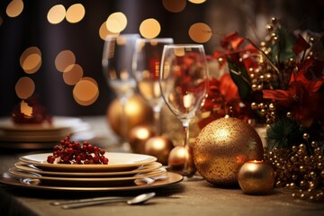 Naklejka premium Festive Table Settings - Generative AI