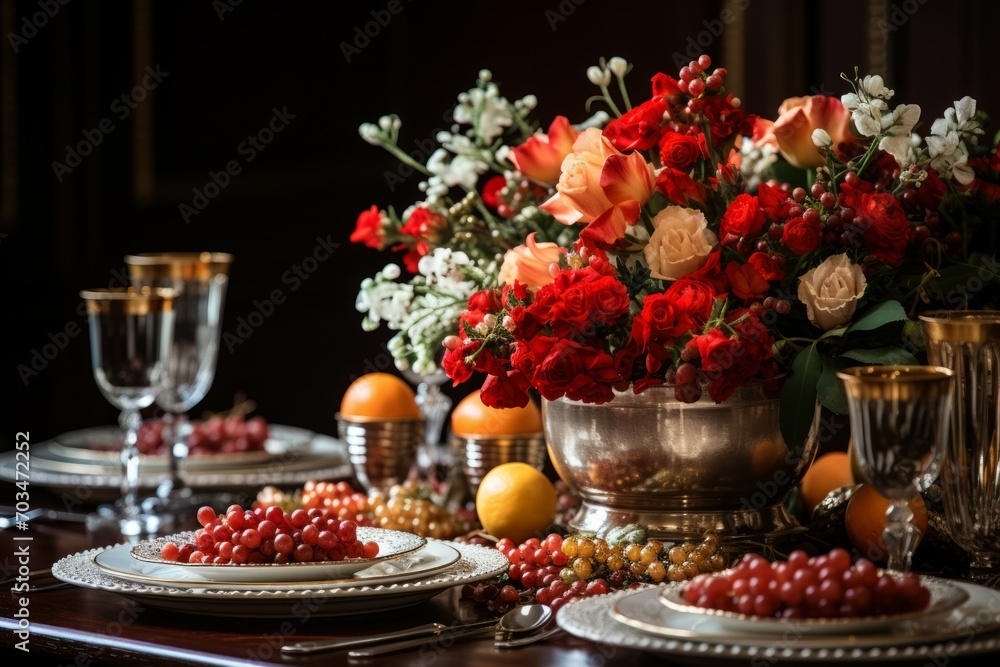 Wall mural Festive Table Settings - Generative AI