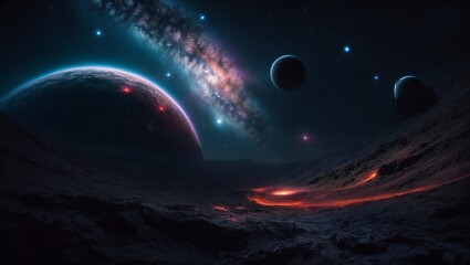 Galaxy and universe, vast galaxy, sky light in space, planets and stars, beauty of space exploration.