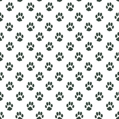 Cute doodle cat or dog paws print seamless pattern, neutral animal cat dog hand drawn background