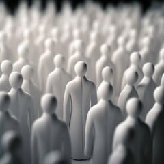 White figurines of people. Strategy in business, concept of leadership
