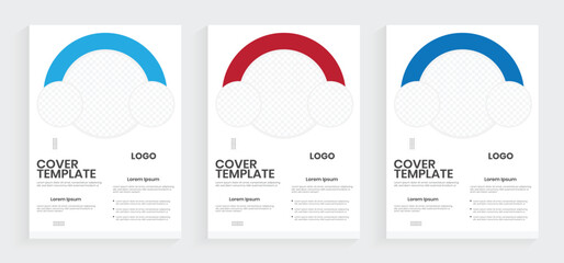 A4 annual report book cover design. Modern business report sell sheet vector design. Abstract circle shape brochure layout graphic. Corporate brand identity booklet, company profile editable layout.