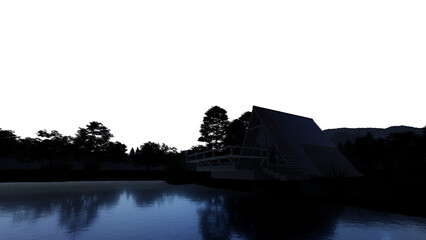 Tropical Green Park, PNG transparent backdrop, 3D rendering