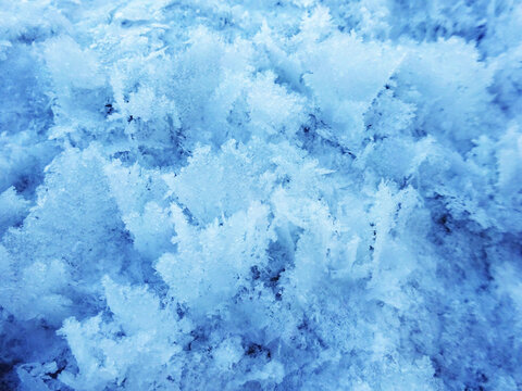  Icy frost on the river in severe frost close-up            