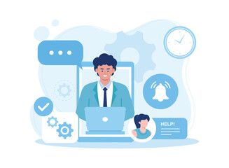 call center operator.customer support  and info center concept. call center concept flat illustration