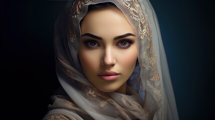 Beautiful muslim lady, copy space  with generative ai