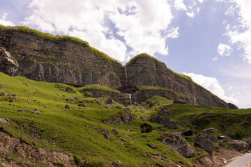 Waterfall near the village of Laza. Azerbaijan.