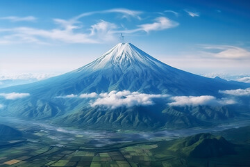 Fototapeta premium Aerial view of Mount Fuji, Japan, AI Generated