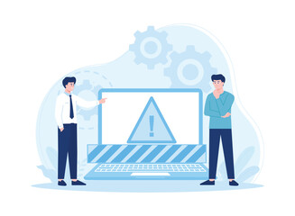 laptop troubleshooting concept under constuction eror service concept flat illustration