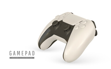 Realistic 3d game pad in cartoon style. Game stick, controller, video game console. Game concept. Vector illustration