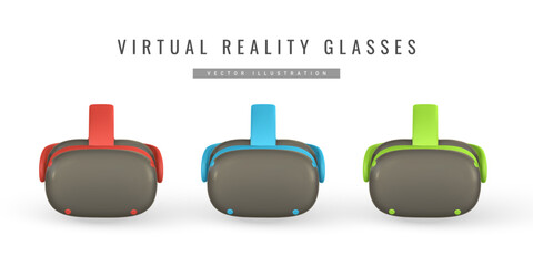 Virtual reality 3d VR glasses for gaming. Cyberspace of metaverse game concept. Vector illustration