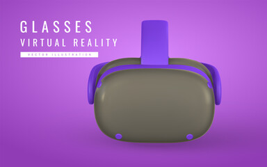 Virtual reality 3d VR glasses for gaming. Cyberspace of metaverse game concept. Vector illustration