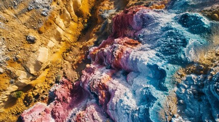 Nature's Abstract Art: Aerial Shot of Mineral Mosaic