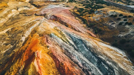 Alien Terrain: Vivid Mineral Mosaic from the Sky