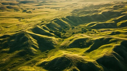 Whispers of Nature: An Aerial Tapestry of Undulating Grasslands