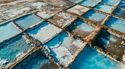 Checkerboard Seas: Aerial Salt Pans in Crystalline Contrast