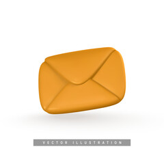 3d realistic mail envelope icon. Incoming mail notify. Online email concept. Vector illustration