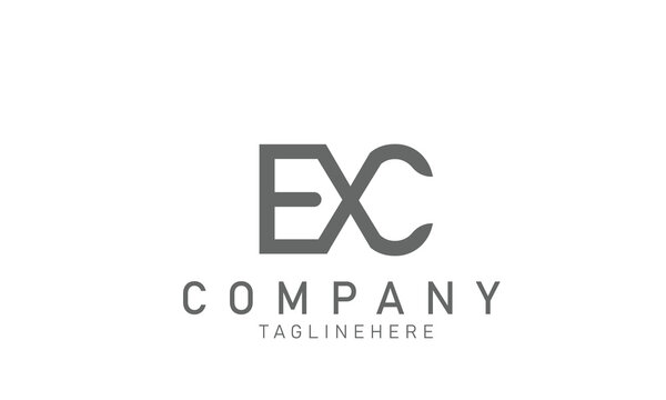 Exc lettering initial monogram logo design