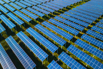 Aerial view of solar farm alternative energy power station