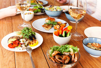 Festive table served for home dinner