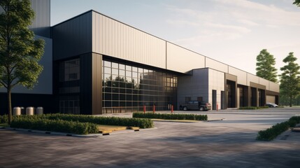 Fototapeta na wymiar Modern logistics warehouse illuminated