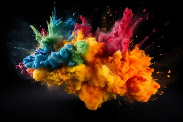 Explosion of colored powder - obrazy, fototapety, plakaty