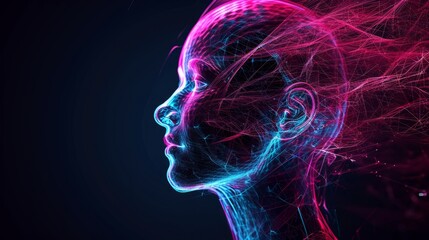 Abstract neural network with vibrant pink and blue hues.