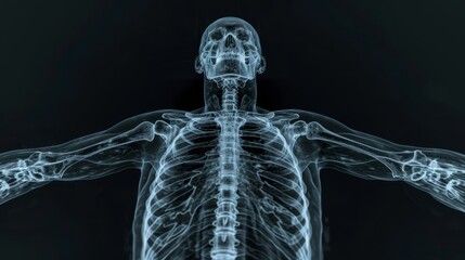 X-ray image showcasing the detailed skeletal structure of a human.