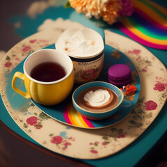 Beautiful colorful vintage  cup. Generative AI
