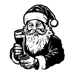 Santa Claus Enjoying a Beer Vector