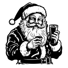 Santa Claus Enjoying a Beer Vector