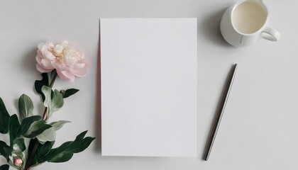 white vertical paper sheet mockup letter or invitation - obrazy, fototapety, plakaty